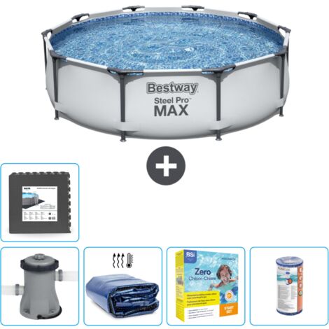 Piscine Bestway Ronde Steel Pro MAX - 305 x 76 cm - Grise - Comprend des Accessoires CB18 (1/5)