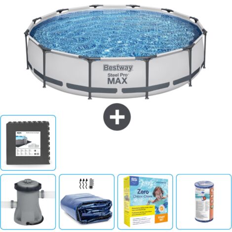 Piscine Bestway Ronde Steel Pro MAX - 366 x 76 cm - Grise - Comprend des Accessoires CB18 (1/5)