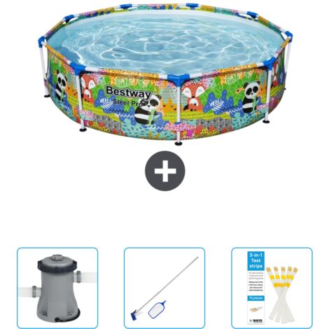 Piscine Bestway Ronde Steel Pro - 274 x 66 cm - Imprimé Animal - Incluse Accessoire CB46 (1/4)