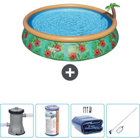 Piscine gonflable ronde Bestway à réglage rapide - Paradise Print - 457 x 84 cm - Comprend des Accessoires CB54 (1/4)