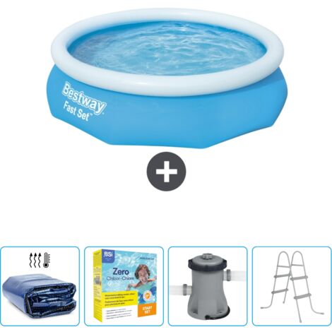 Piscine Gonflable Ronde Fast Set Bestway - 305 x 76 cm - Bleue - Incluse Accessoire CB9 (1/5)