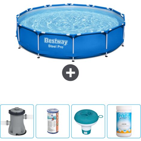 Piscine Bestway Ronde Steel Pro - 366 x 76 cm - Bleue - Comprend des Accessoires CB53 (1/4)