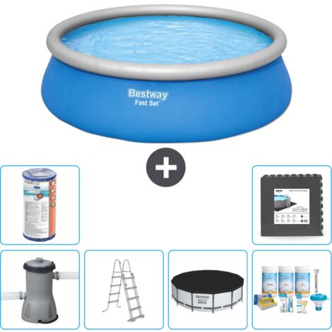 Piscine gonflable ronde Bestway à réglage rapide - 457 x 122 cm - Bleue - Comprend des Accessoires CB23 (1/5)