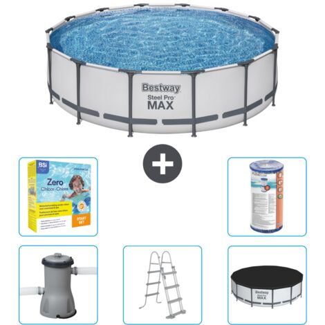 Piscine Bestway ronde Steel Pro MAX - 427 x 107 cm - Grise - Comprend des Accessoires CB33 (1/3)