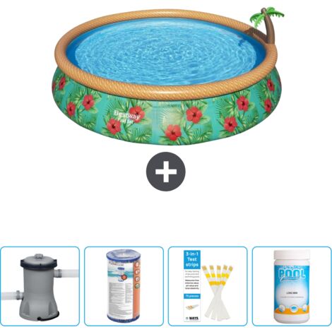 Piscine gonflable ronde Bestway à réglage rapide - Paradise Print - 457 x 84 cm - Comprend des Accessoires CB49 (1/4)