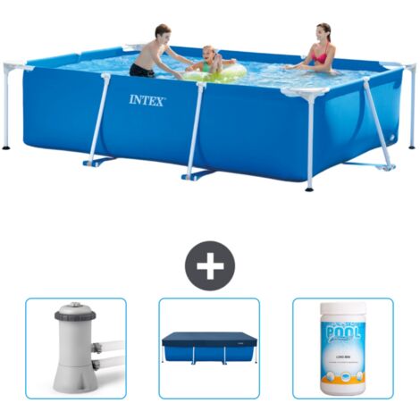 Intex – Piscine tubulaire rectangulaire 300x200x75 cm – 4 personnes – PVC renforcé – Installation rapide en 30 min – Pompe à filtre 2271 l/h