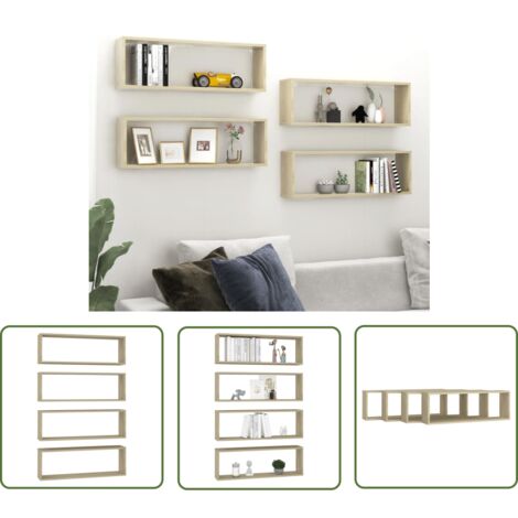 Étagères Murales Cube 2 Pcs Chêne Marron 100x15x30 Cm Bois - Étagères Murales - Étagères Cubes