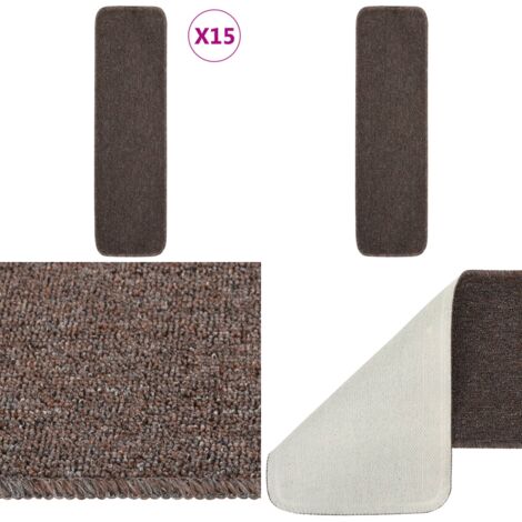 15 Pièces Tapis Escalier Antidérapant 76x20cm Vintage - Lavable Et Découpable Gris