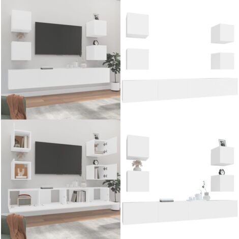 Étagère Murale TV / Support Tablette VidaXL - Blanc, Bois D'ingénierie, Design Suspendu, Neuf