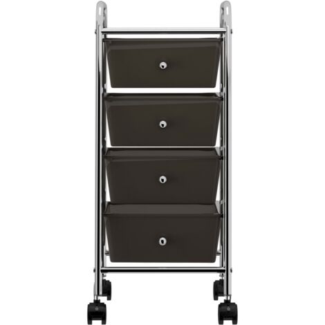 Chariot De Rangement Mobile à 10 Tiroirs En Plastique Noir - Meuble Roulant Pour Atelier, Bureau Ou Salle De Bain