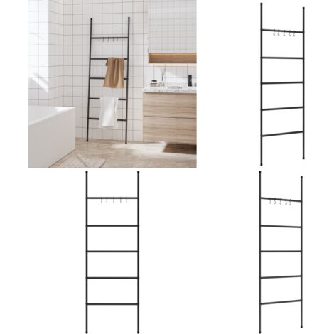 Échelle porte-serviettes à 5 niveaux Noir 58x175 cm Fer - porte-serviettes -  porte-serviettes sur pied - Home & Living