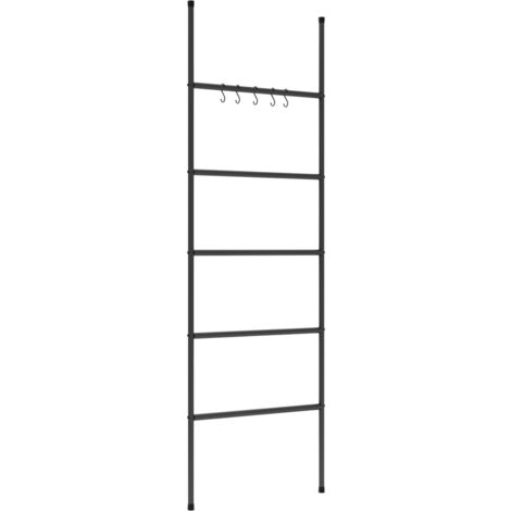 Échelle porte-serviettes à 5 niveaux Noir 58x175 cm Fer - porte-serviettes -  porte-serviettes sur pied - Home & Living