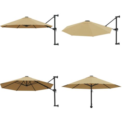 Parasol Mural Demi-cercle 250 Cm - Pour Balcon, Terrasse, Avec Manivelle, Tissu Polyester Anti-UV, Sans Base
