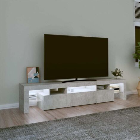 Meuble TV Avec Lumières LED RGB - Gris Béton 140cm - VidaXL - Design Moderne Et Rangement Pratique