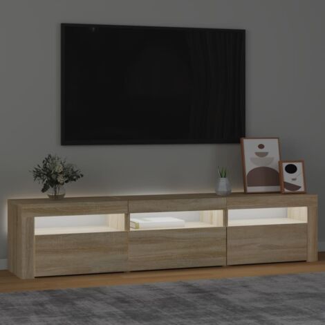 Meuble TV Avec Lumières LED - Chêne Sonoma 180x35x40 Cm, Neuf