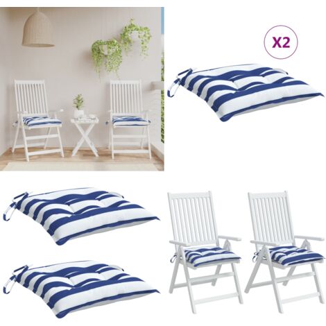 Coussin De Chaise Nicola Spring – Bleu Rayé, Matelas Rembourré Pour Cuisine