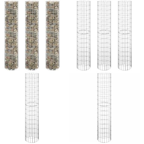 VidaXL Lot De 3 Bacs Surélevés En Gabion Circulaire – Jardinière Extérieure En Acier Galvanisé, 30x50 Cm, Pour Terrasse Et Jardin