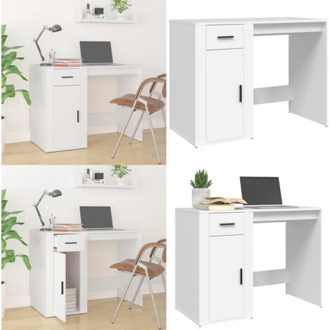 Bureau Blanc 100x49x75 cm Bois d'ingénierie - Bureau Design - Bureau Blanc - Bureau Informatique - Bureau D'étude - Meuble De Bureau - Home & Living