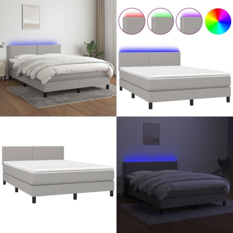 Sommier à Lattes Avec Matelas Gris Clair 140x190cm Tissu Comfortxl 95364545
