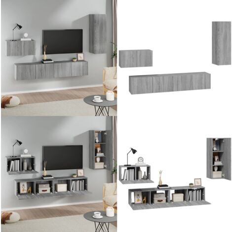 Maison Exclusive - Meuble TV mural Noir Bois d'ingénierie | Leroy Merlin