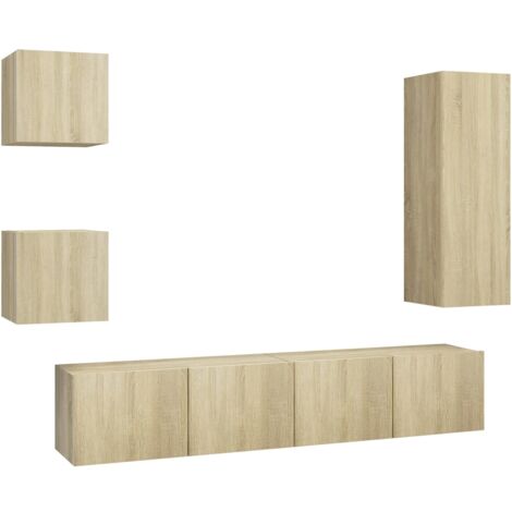 The Living Store Ensemble de meubles TV 4 pcs Blanc Bois d'ingénierie