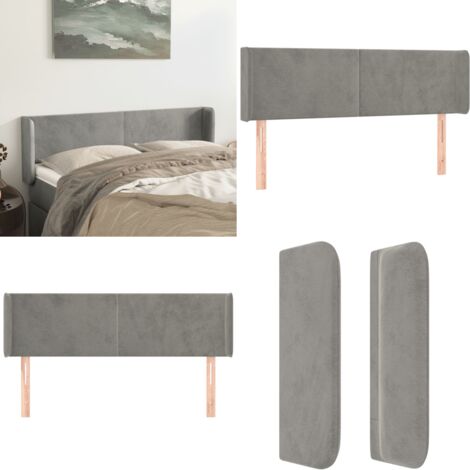 Tête de lit avec oreilles Gris clair 83x23x118/128 cm Velours - Tête De