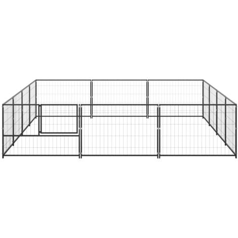 Chenil Noir 12 m² Acier - Chenil Pour Chien - Abri Chien Extérieur - Enclos Pour Chien - Niche Chien - Jardin Animalier - Home & Living