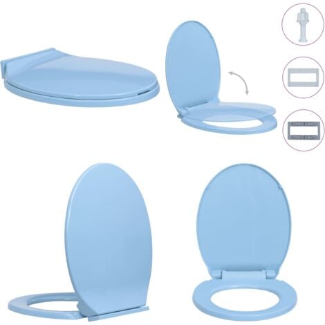 Siege de toilette a fermeture en douceur Bleu Ovale abattant wc abattants wc Home Living