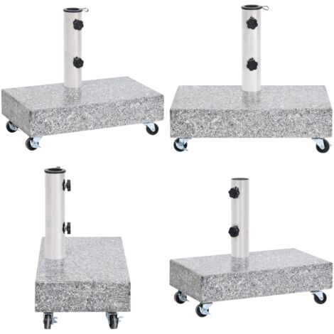 Pied De Parasol En Granit 30 Kg VidaXL - Pour Parasols Jusqu'à 3m, Inox, 2 Adaptateurs Inclus