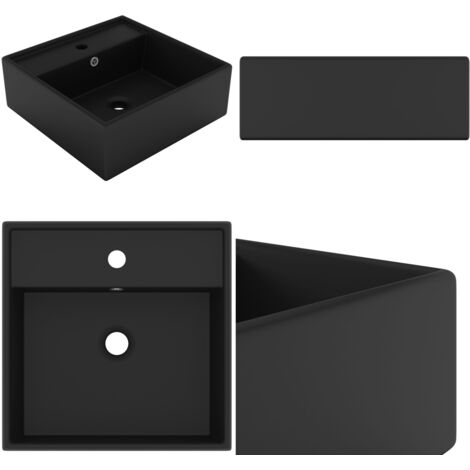 Lavabo De Luxe VidaXL En Céramique Noir Mat Avec Trop-plein - Neuf Dans Son Emballage D'origine