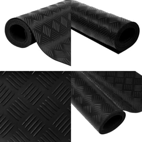 Tapis en caoutchouc antidérapant 5 x 1 m modèle strié - Tapis Caoutchouc - Tapis Antidérapant - Tapis Noir - Tapis Industriel - Tapis Extérieur - Home & Living