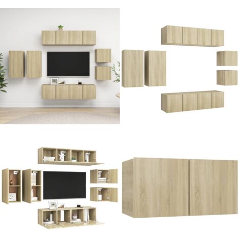 The Living Store Ensemble de meubles TV 4 pcs Noir Bois d'ingénierie
