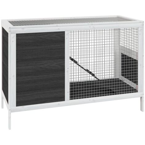 Clapier gris 103x44x69,5 cm bois de pin massif - Clapier Lapin - Abri Lapin - Cage Lapin - Animal Domestique - Petit Animal - Home & Living
