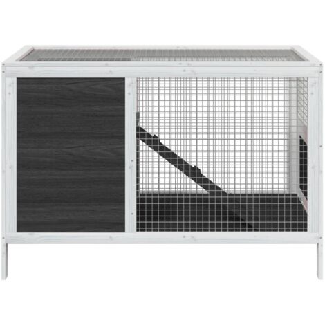 Clapier gris 103x44x69,5 cm bois de pin massif - Clapier Lapin - Abri Lapin - Cage Lapin - Animal Domestique - Petit Animal - Home & Living