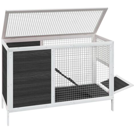 Clapier gris 103x44x69,5 cm bois de pin massif - Clapier Lapin - Abri Lapin - Cage Lapin - Animal Domestique - Petit Animal - Home & Living