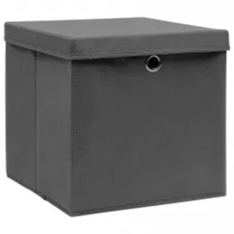 Boîtes de rangement avec couvercles 10 pcs 28x28x28 cm Gris - boîte de rangement -  boîtes de rangement - Home & Living