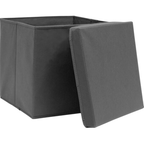 Boîtes de rangement avec couvercles 10 pcs 28x28x28 cm Gris - boîte de rangement -  boîtes de rangement - Home & Living
