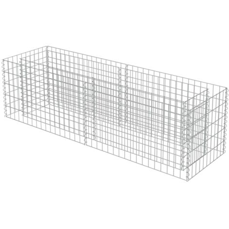 Lit Surélevé Gabion En Acier Galvanisé - 180x50x50 Cm, Pour Jardin Ou Terrasse