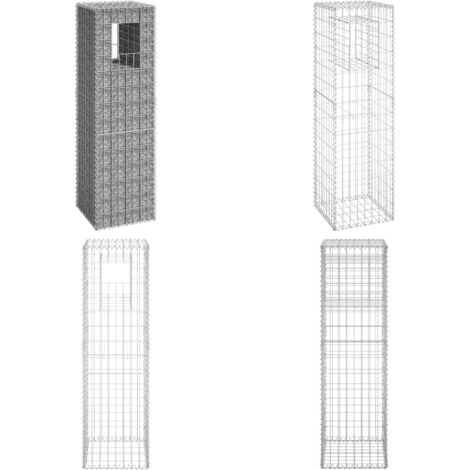 Poteau à panier de gabion 40x40x140 cm Fer - poteau à panier en gabion ...