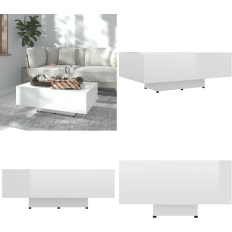 Table Basse Avec LED - Blanc - Dimensions 85x55x31 Cm - Neuve Sous Emballage