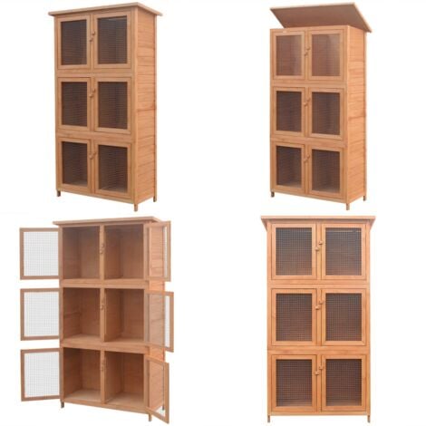 Cage pour animaux 6 compartiments Bois - Cage Lapin - Clapier Lapin - Habitat Lapin - Animal Domestique - Accessoires Petit Animal - Home & Living