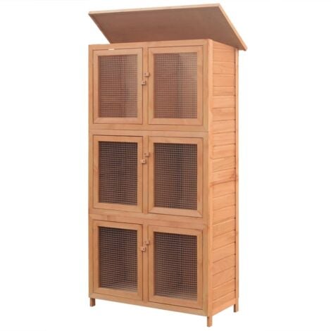 Cage pour animaux 6 compartiments Bois - Cage Lapin - Clapier Lapin - Habitat Lapin - Animal Domestique - Accessoires Petit Animal - Home & Living