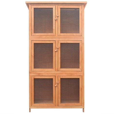 Cage pour animaux 6 compartiments Bois - Cage Lapin - Clapier Lapin - Habitat Lapin - Animal Domestique - Accessoires Petit Animal - Home & Living