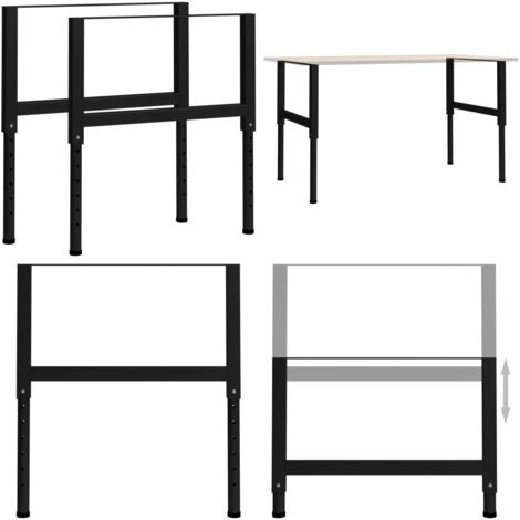Cadres d'établi réglables 2 pcs Métal 85x(69-95,5) cm Noir - Cadre De ...