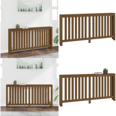 Cache-radiateur Marron miel 169x19x84 cm Bois massif de pin - cache ...