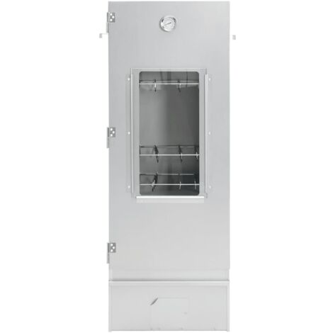 Fumoir Barbecue Extérieur VidaXL - Avec Thermomètre Et Vitre - 44,5x29x110cm - Acier Galvanisé - Idéal Pour Viandes Et Poissons
