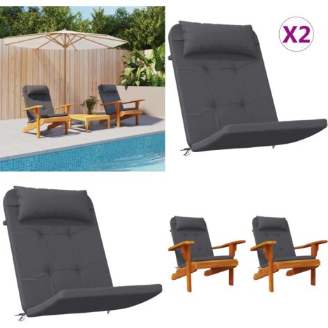2 Coussins Pour Chaise Adirondack Outsunny - Épaisseur 10cm - Housse Polyester Anti-UV - Avec Attaches - Gris Clair