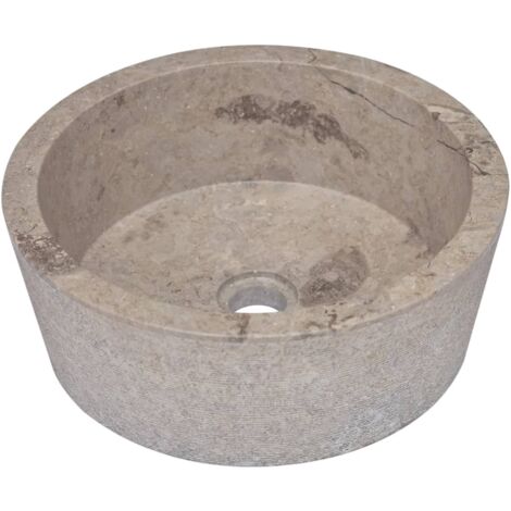 Vasque à Poser En Marbre Gris 40x15 Cm – Lave-mains Design Pour Salle De Bain Ou Toilettes