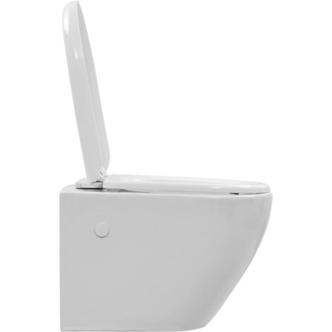 Toilette suspendue au mur sans rebord Céramique Blanc - WC suspendu -  WC suspendus - Home & Living