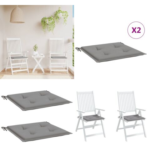 Lot De 2 Coussins De Jardin En Lin 40x40 Cm - Avec Sangles Anti-glisse - Gris, épais 8 Cm - Intérieur/extérieur - 9